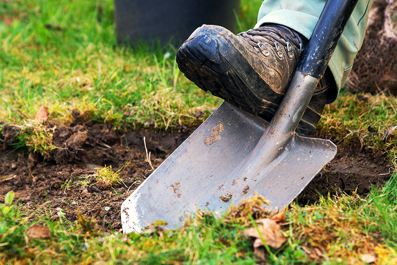 Gartenschaufel im Boden